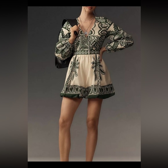 Anthropology Farm Rio long sleeve V-Neck Printed Romper. No offers please. - Picture 2 of 6